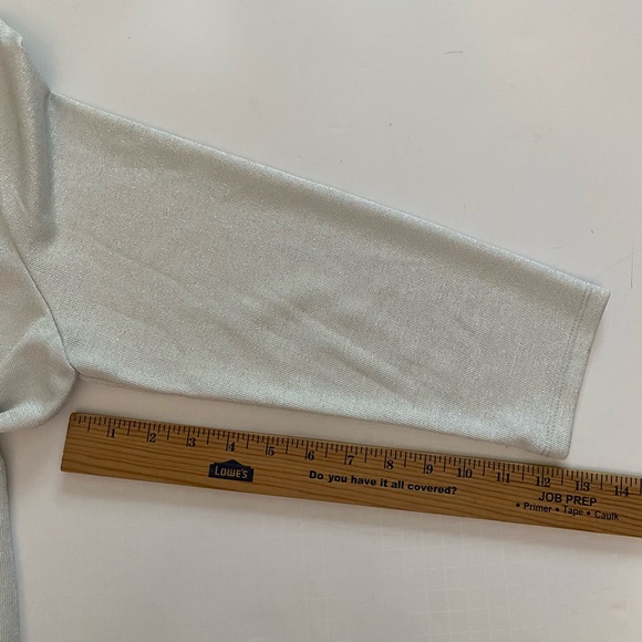 Ivanka Trump Sweater Pullover Asymmetric Ruffle Long Silver Womens Top Sparkle - Picture 12 of 16